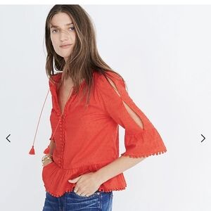 Madewell Peekaboo Pom Pom top size small